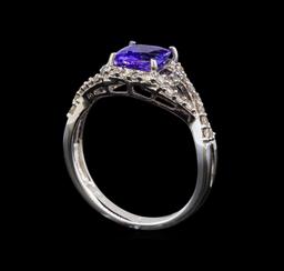 14KT White Gold 1.22 ctw Tanzanite and Diamond Ring