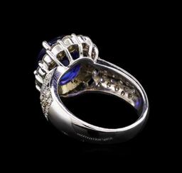 14KT White Gold 4.79 ctw Sapphire and Diamond Ring