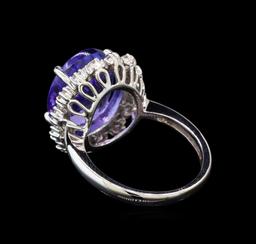 14KT White Gold 7.48 ctw Tanzanite and Diamond Ring