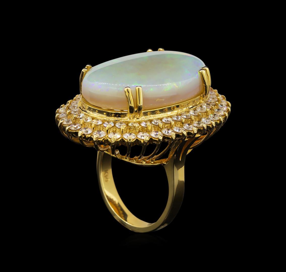 14KT Yellow Gold 14.73 ctw Opal and Diamond Ring