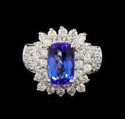 14KT White Gold 3.06 ctw Tanzanite and Diamond Ring