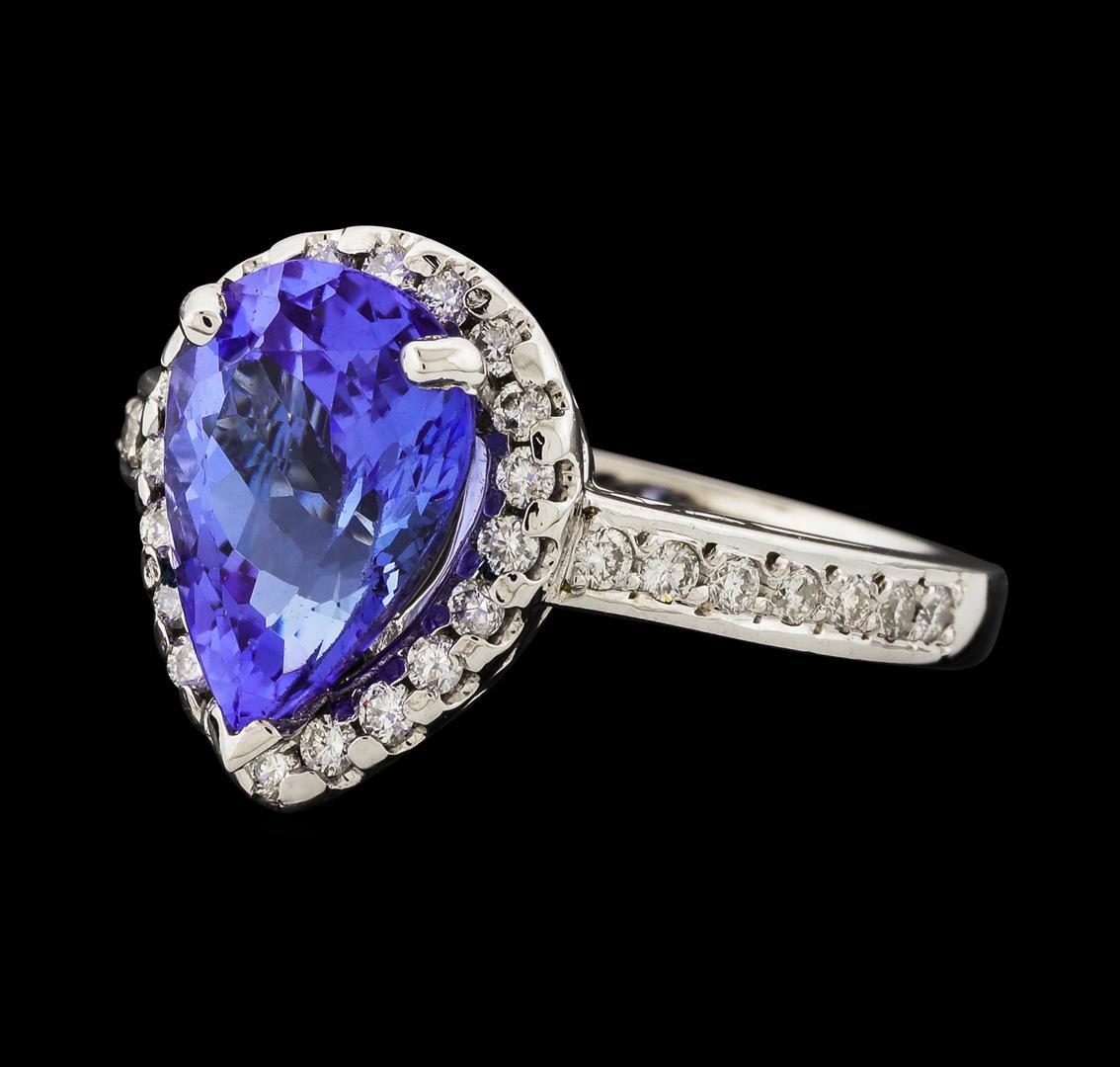 3.07 ctw Tanzanite and Diamond Ring - 14KT White Gold