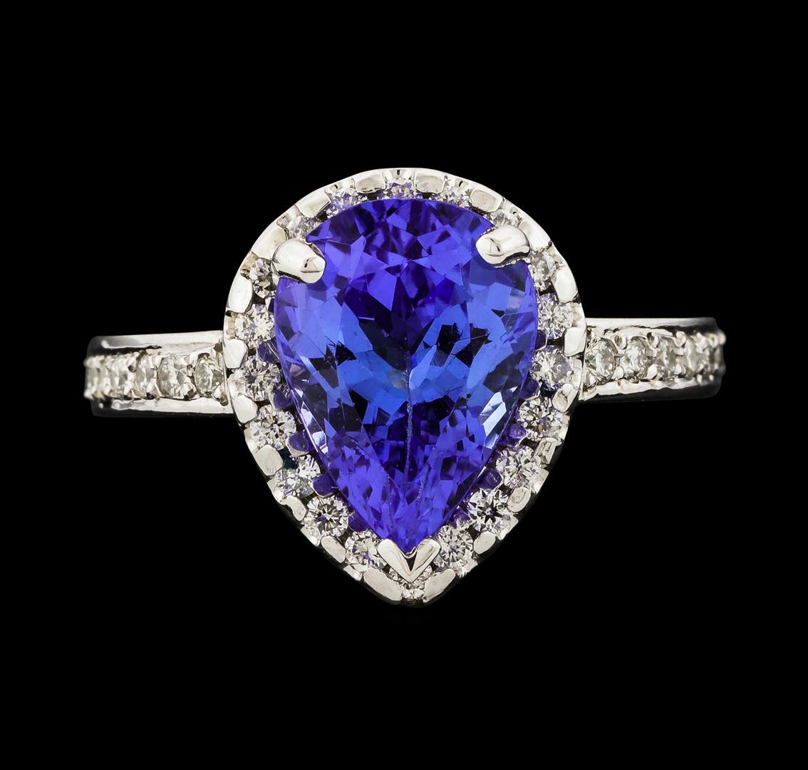 3.07 ctw Tanzanite and Diamond Ring - 14KT White Gold