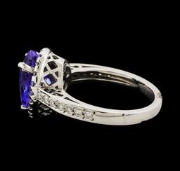 3.07 ctw Tanzanite and Diamond Ring - 14KT White Gold