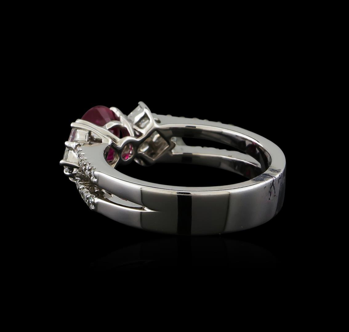 1.25 ctw Ruby and Diamond Ring - 18KT White Gold