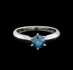 14KT White Gold 0.67 ctw Round Cut Fancy Blue Diamond Solitaire Ring