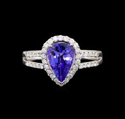 14KT White Gold 2.51 ctw Tanzanite and Diamond Ring