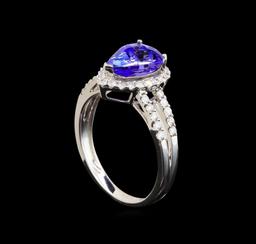 14KT White Gold 2.51 ctw Tanzanite and Diamond Ring