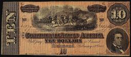 1864 $10 Confederate States of America Note