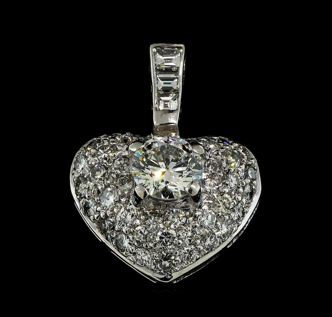 1.71 ctw Diamond Heart Pendant - 18KT White Gold