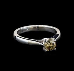 14KT White Gold 0.71 ctw Round Cut Fancy Brown Diamond Solitaire Ring