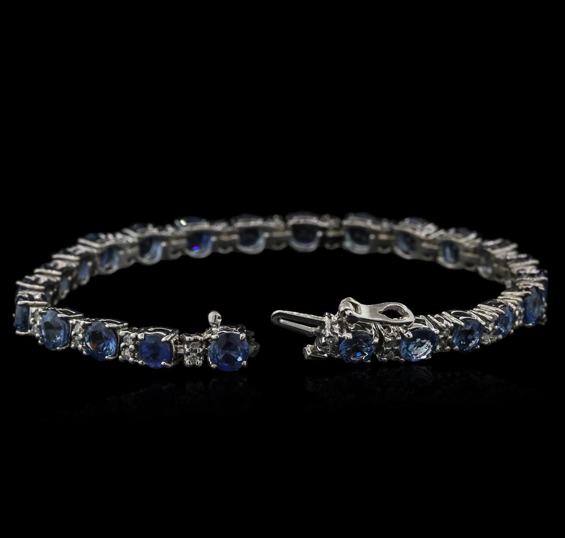 15.60 ctw Blue Sapphire and Diamond Bracelet - 14KT White Gold