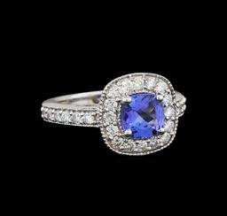 14KT White Gold 1.23 ctw Tanzanite and Diamond Ring