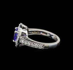 14KT White Gold 1.23 ctw Tanzanite and Diamond Ring