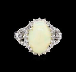 3.28 ctw Opal and Diamond Ring - 14KT White Gold