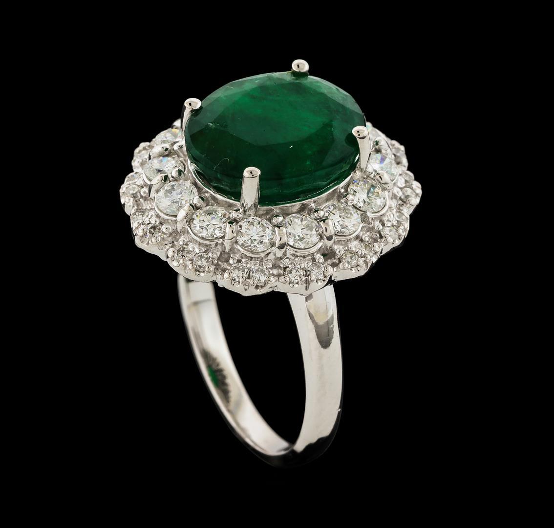 6.06 ctw Emerald and Diamond Ring - 14KT White Gold