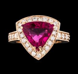 3.61 ctw Tourmaline and Diamond Ring - 14KT Rose Gold