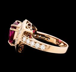 3.61 ctw Tourmaline and Diamond Ring - 14KT Rose Gold