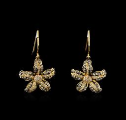 0.69 ctw Light Brown Diamond Earrings - 14KT Yellow Gold