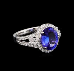 3.38 ctw Tanzanite and Diamond Ring - Platinum