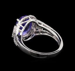 3.38 ctw Tanzanite and Diamond Ring - Platinum