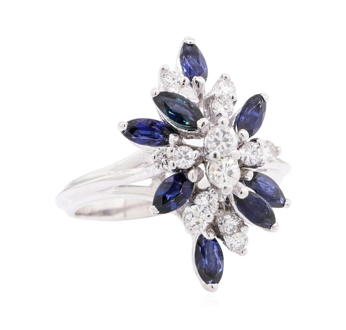 1.40 ctw Sapphire and Diamond Ring - 14KT White Gold