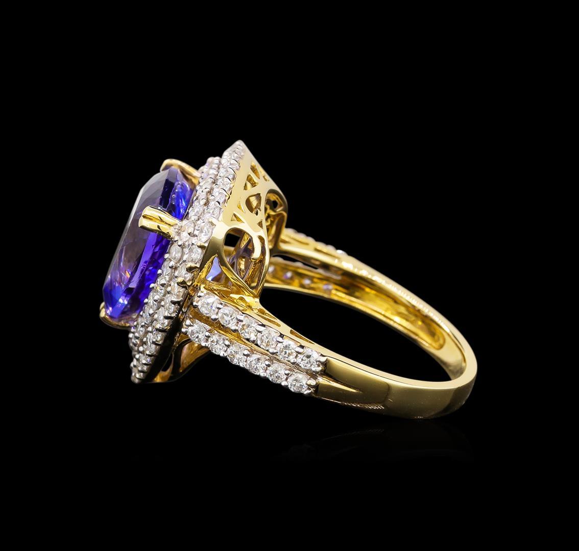 14KT Yellow Gold 4.96 ctw Tanzanite and Diamond Ring