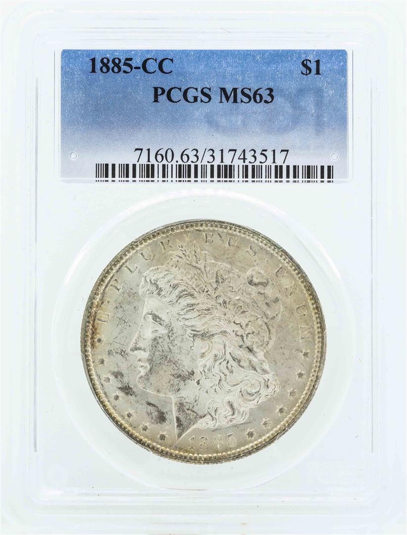 1885-CC $1 Morgan Silver Dollar Coin PCGS MS63