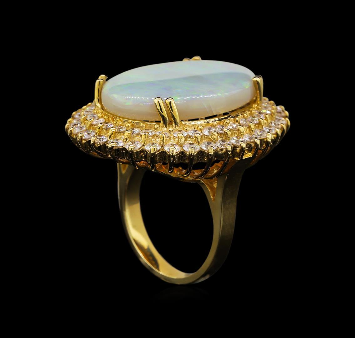 14KT Yellow Gold 8.95 ctw Opal and Diamond Ring