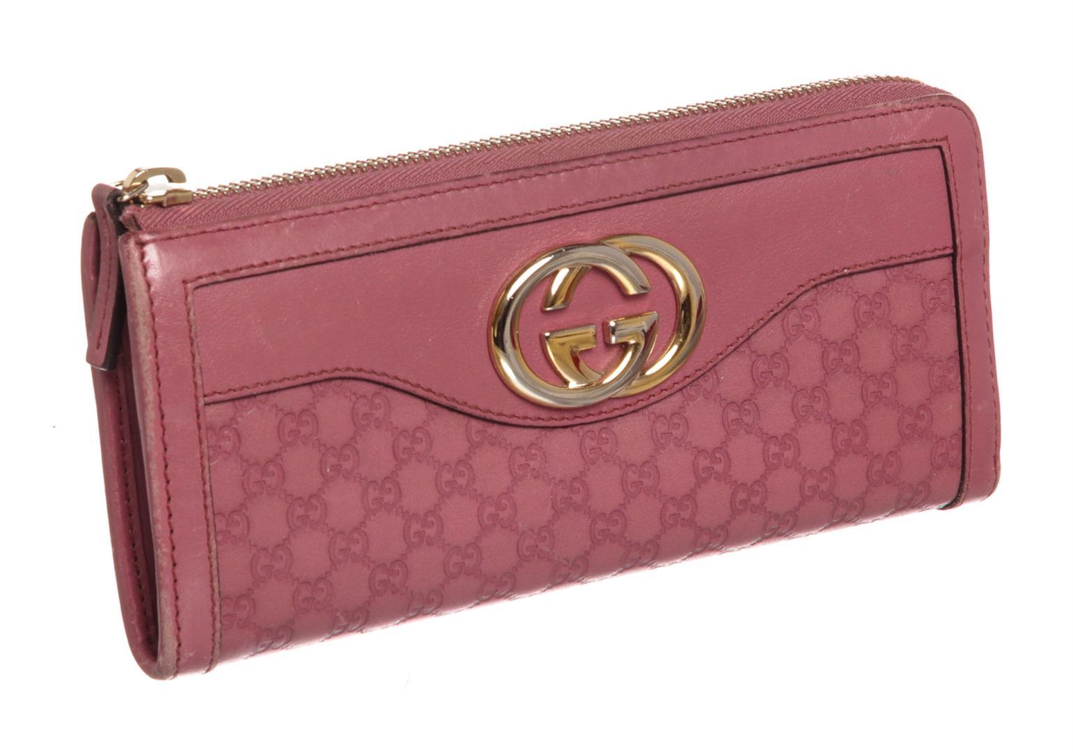 Gucci Pink Guccissima Leather Zippy Wallet