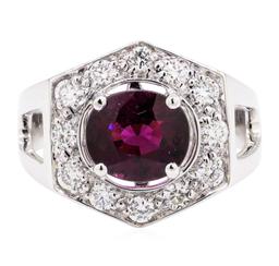 3.14 ctw Rhodolite Garnet And Diamond Ring - 14KT White Gold