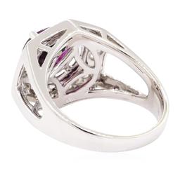 3.14 ctw Rhodolite Garnet And Diamond Ring - 14KT White Gold