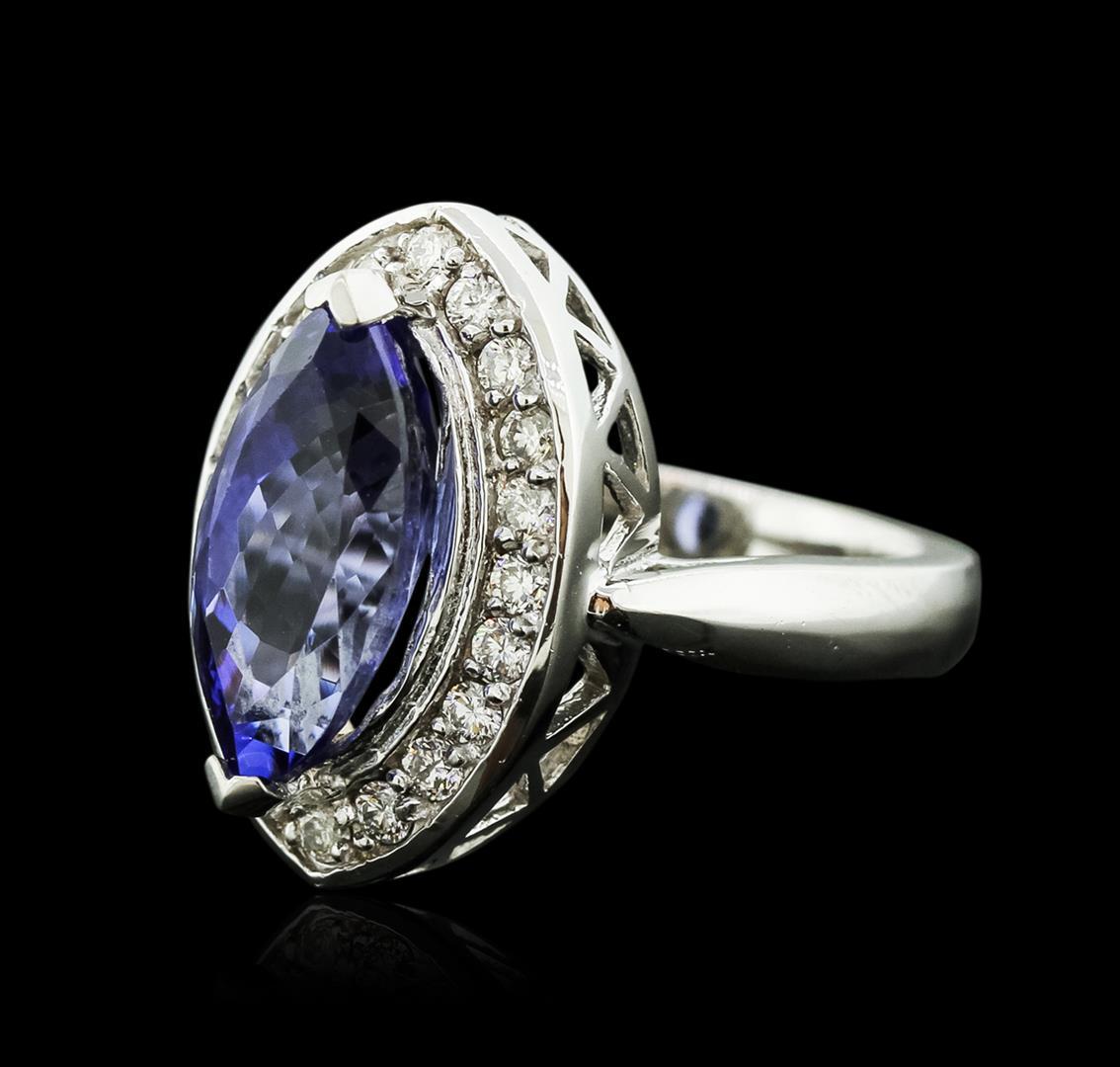 14KT White Gold 4.01 ctw Tanzanite and Diamond Ring