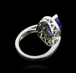 14KT White Gold 4.01 ctw Tanzanite and Diamond Ring