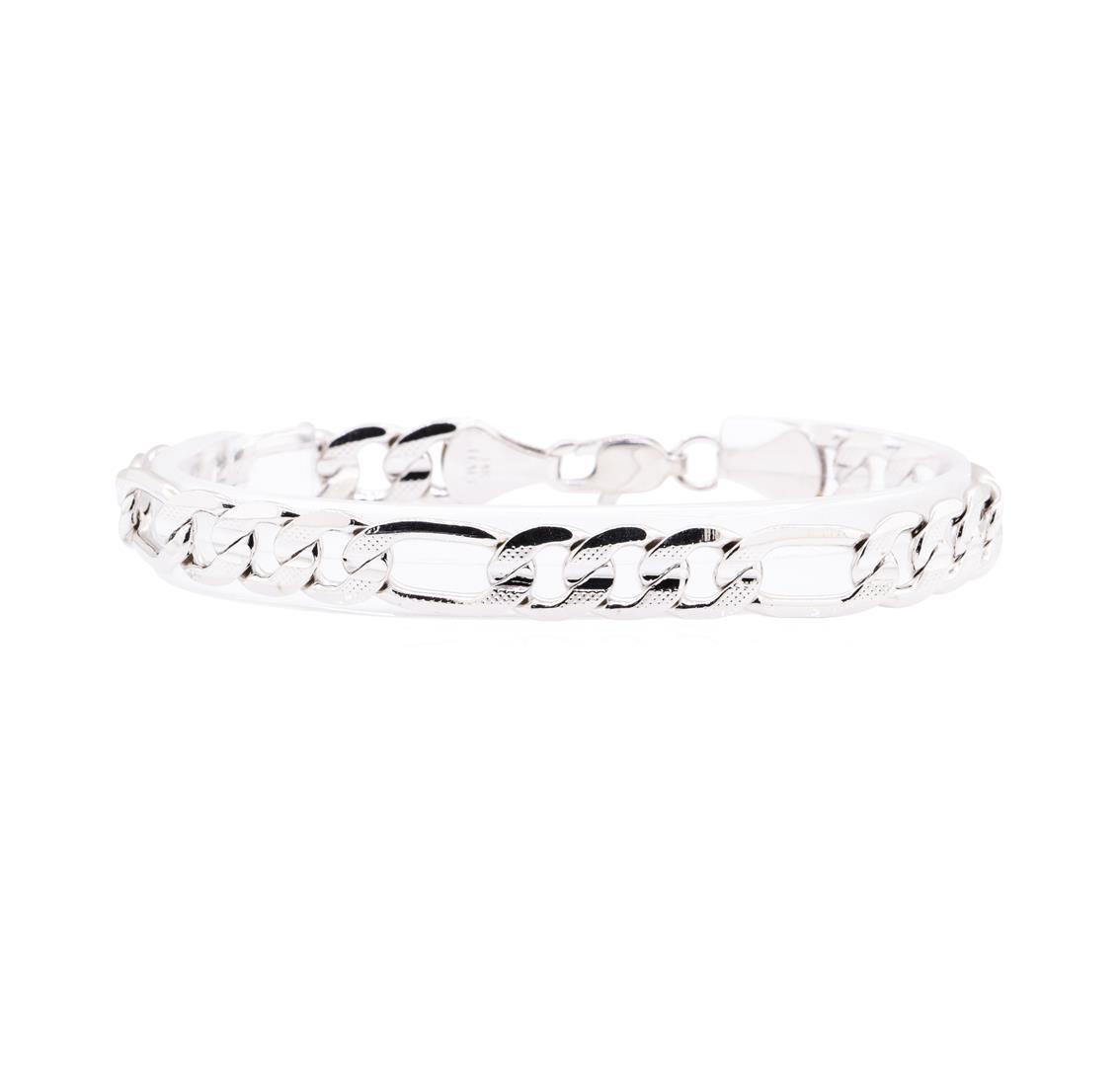 Figaro Link Men's Bracelet - 14KT White Gold