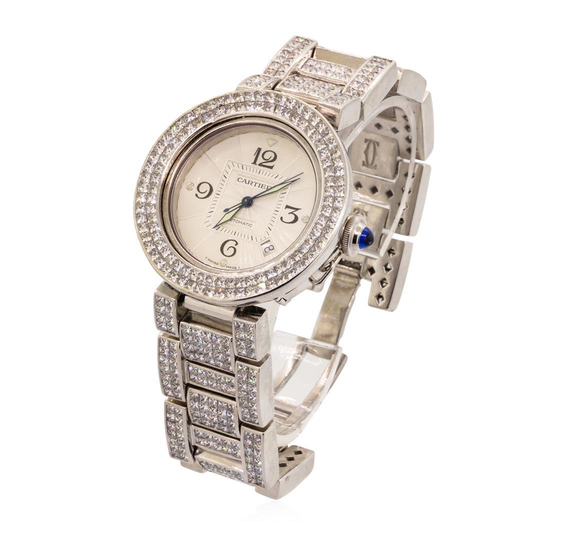 Cartier Men's Pasha Wristwatch with Custom Diamonds - Stainless Steel