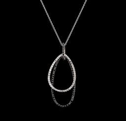 0.54 ctw Black and White Diamond Pendant & Chain - 14KT White Gold