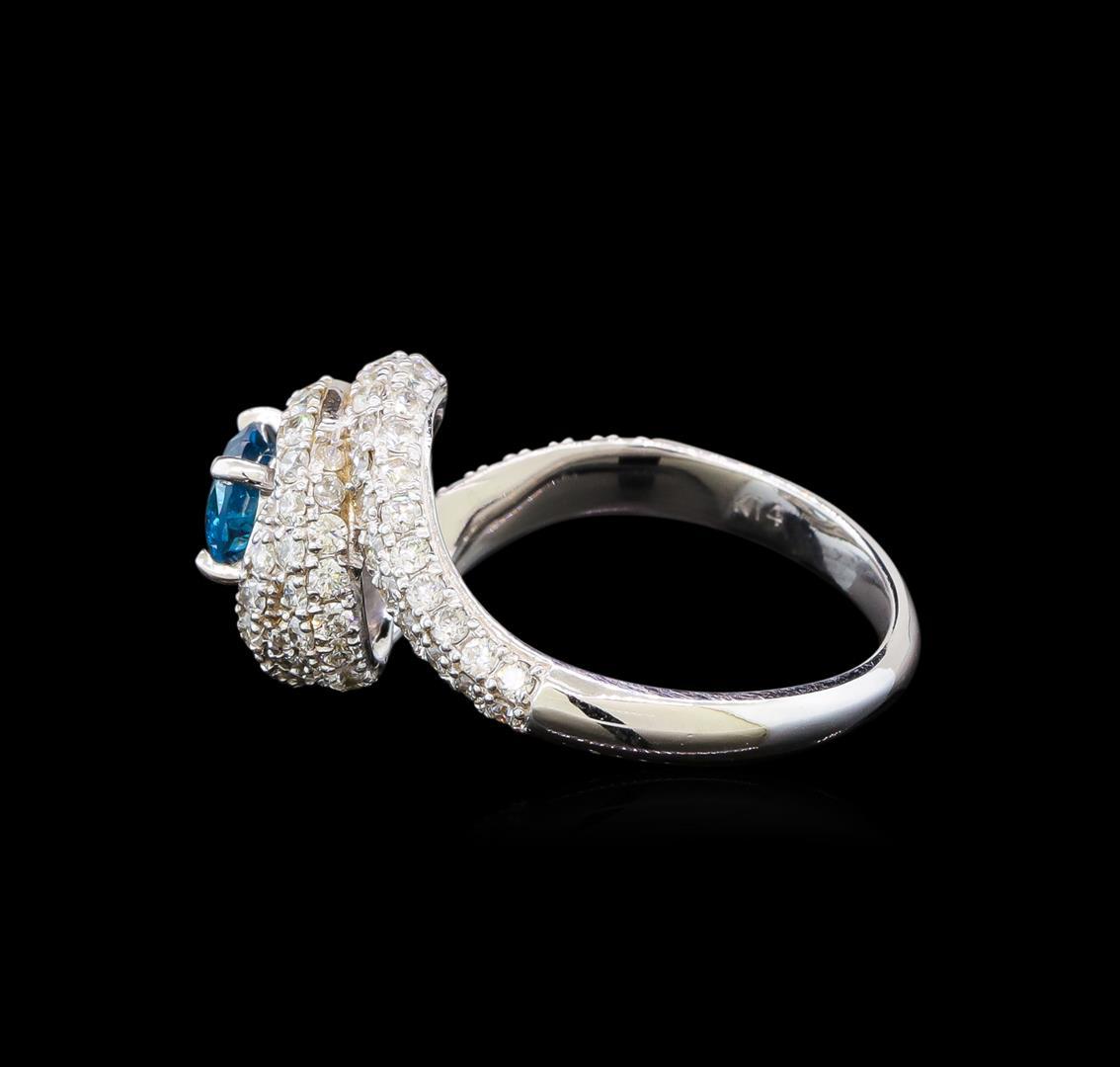 14KT White Gold 1.29 ctw Fancy Blue Diamond Ring