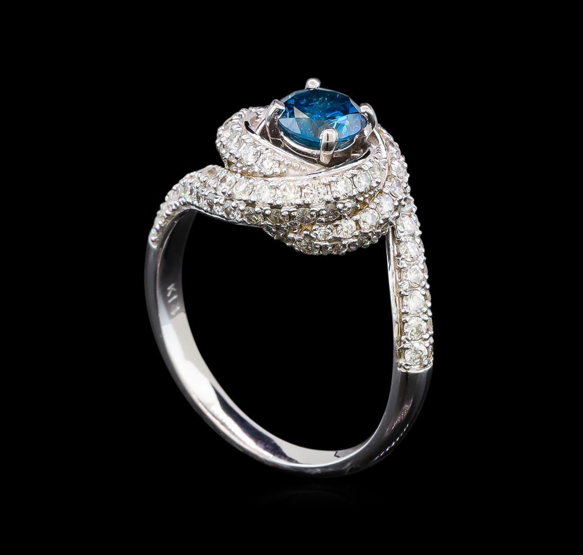 14KT White Gold 1.29 ctw Fancy Blue Diamond Ring
