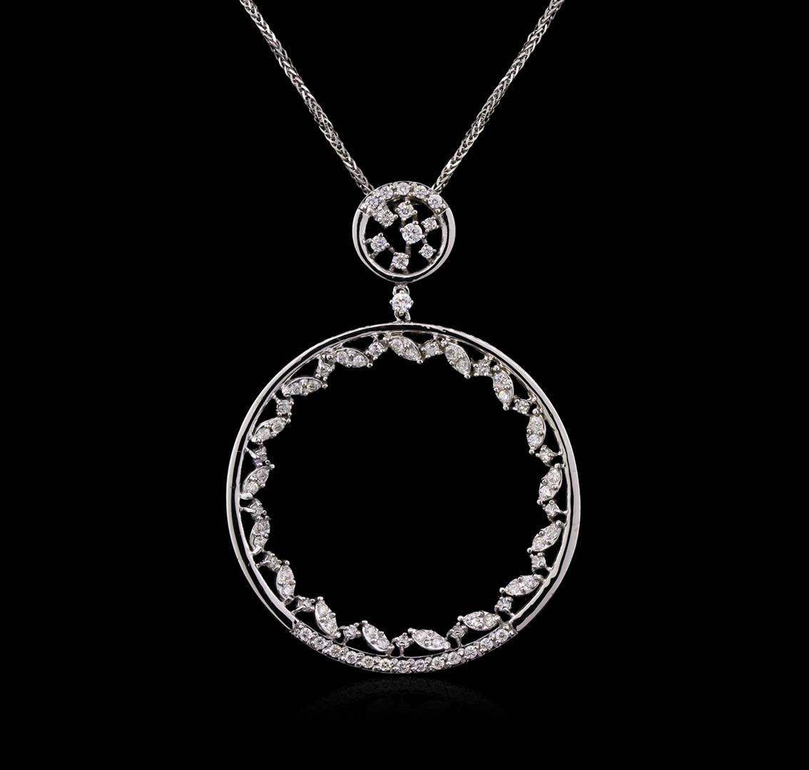 1.11 ctw Diamond Pendant With Chain - 14KT White Gold