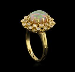 2.65 ctw Opal and Diamond Ring - 14KT Yellow Gold