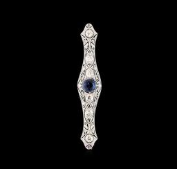 1.58 ctw Sapphire and Diamond Pin - 18KT White Gold