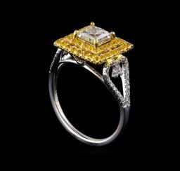 0.85 ctw Diamond and Yellow Sapphire Ring - 14KT Yellow Gold