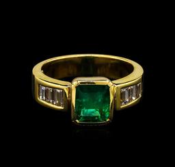 2.40 ctw Emerald and Diamond Ring - 18KT Yellow Gold