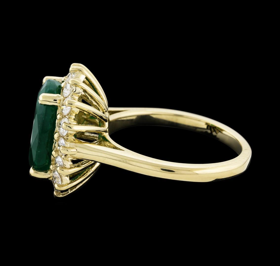 4.52 ctw Emerald and Diamond Ring - 14KT Yellow Gold