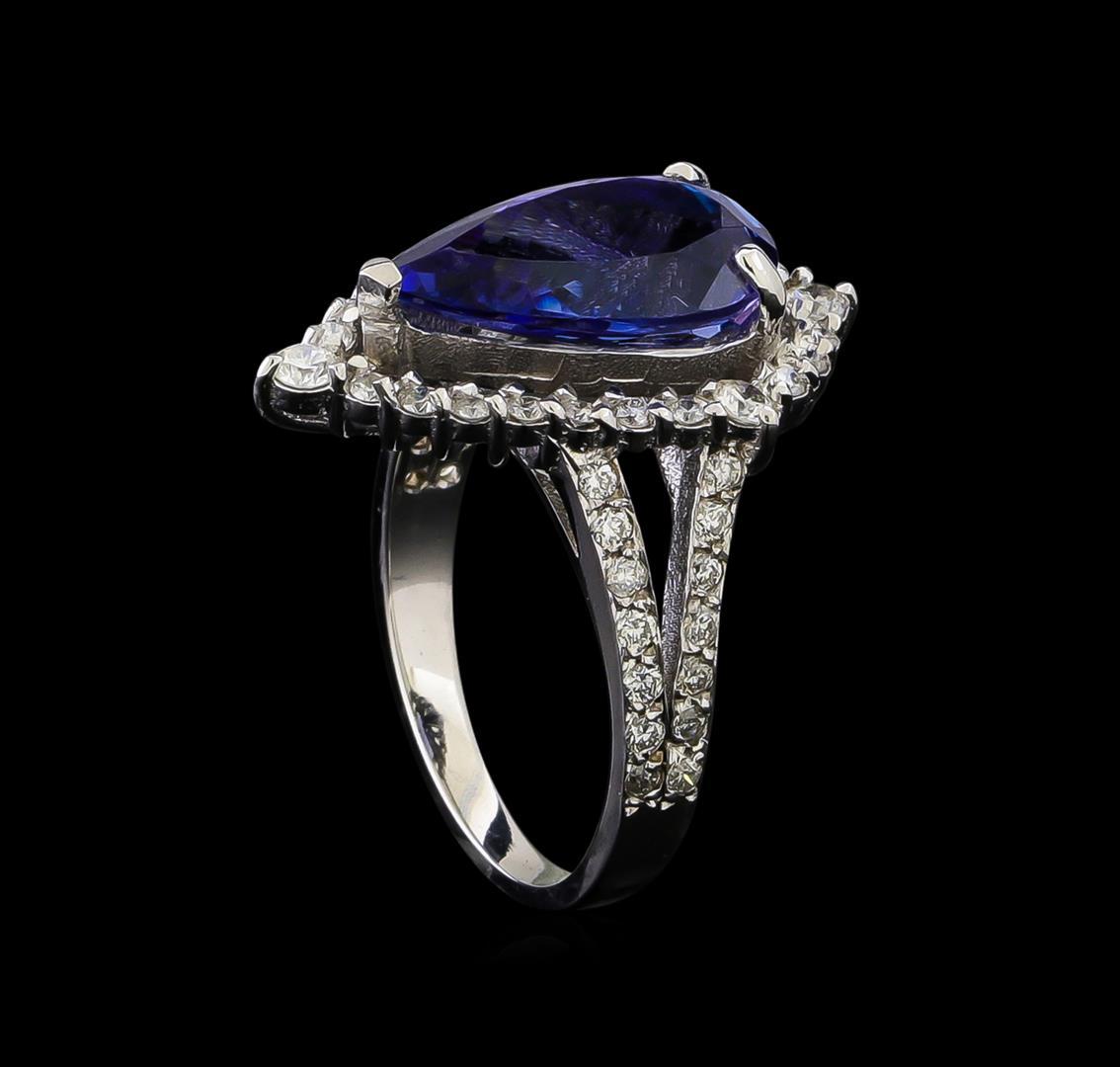 4.52 ctw Tanzanite and Diamond Ring - 14KT White Gold