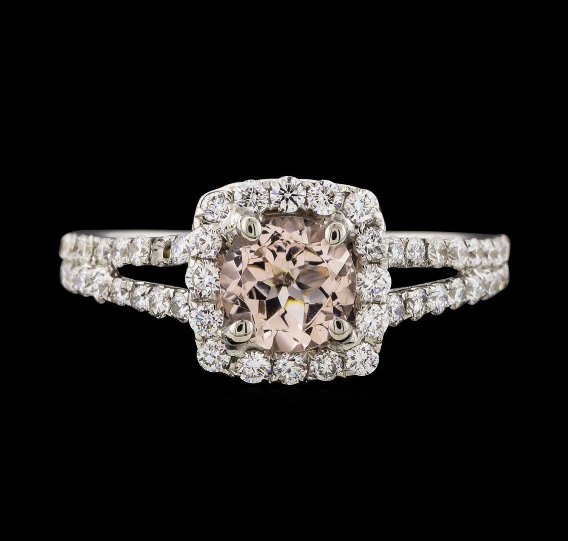 0.80 ctw Morganite and Diamond Ring - 18KT White Gold