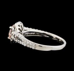 0.80 ctw Morganite and Diamond Ring - 18KT White Gold