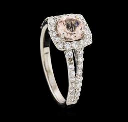 0.80 ctw Morganite and Diamond Ring - 18KT White Gold