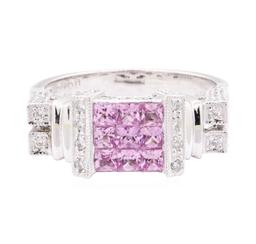 1.30 ctw Pink Sapphire And Diamond Ring - 14KT White Gold